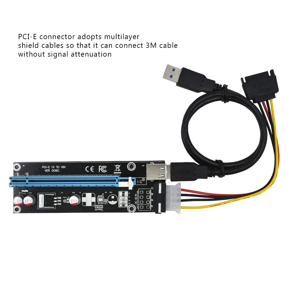 TISHRIC 2018 PCIE PCI E Express Riser Card 1x к 16x USB 3 0 SATA 4Pin IDE Molex адаптер питания для майнинга Bitcion Miner|