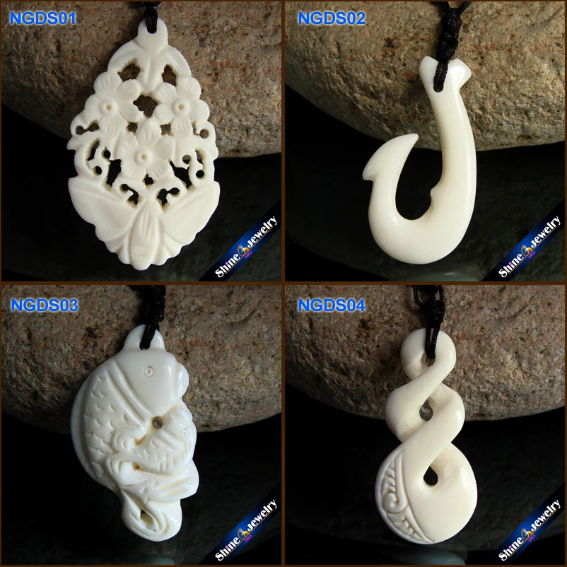 Reale Natürliche Handgemachte in Yak Knochen Carving Anhänger Antike Halskette 