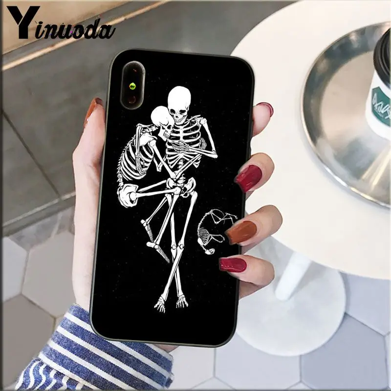 Yinuoda милый Скелет ТПУ мягкий силиконовый черный чехол для телефона для Apple iPhone 8 7 6 6S Plus X XS MAX 5 5S SE XR чехол