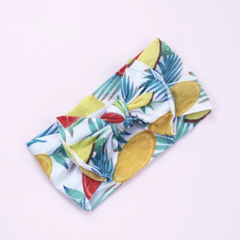 Floral Printed Nylon Knot Bow Headwrap One size fits all nylon bow headbands Wide turban Classic headwrap HB155 | Детская одежда и