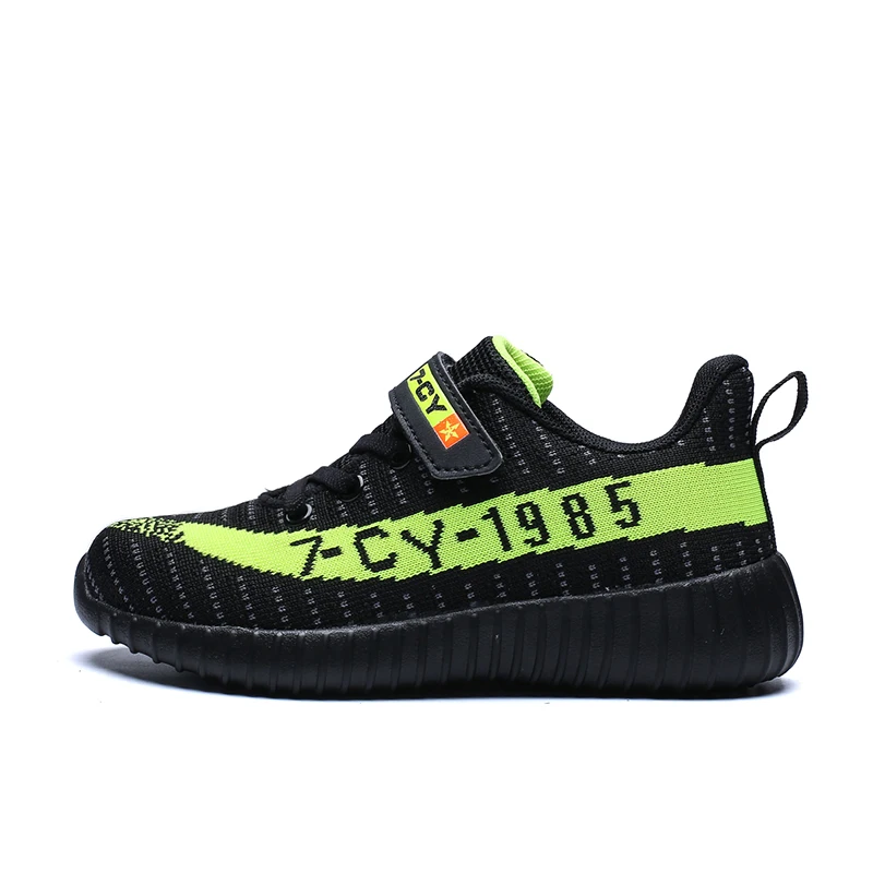 Hook &amp Loop Kids Running Shoes Breathable Mesh Ultra Light Weight Boys Girls Sneakers Striped Letters Children Casual | Детская