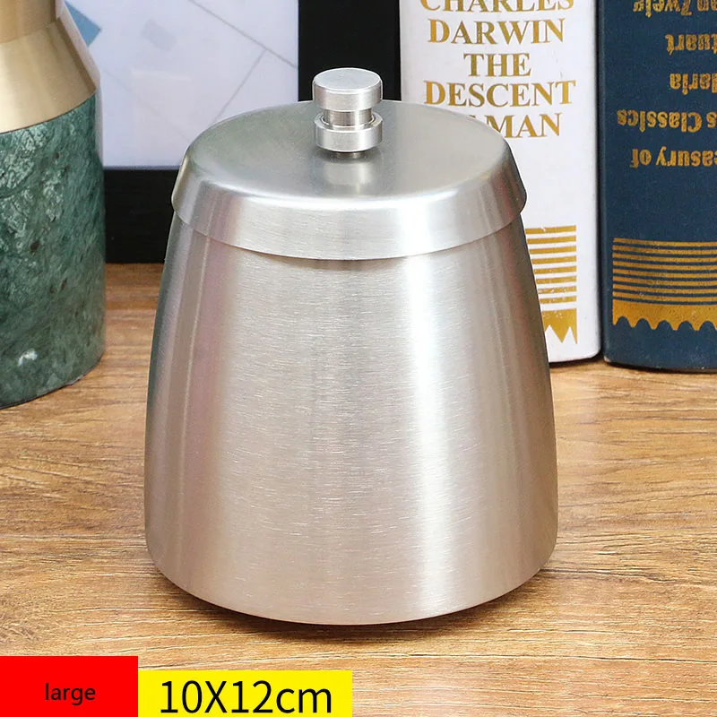 large 10x12 with lid Уличная пепельница ветрозащитная нержавеющая сталь с крышкой подарок зажигалки аксессуары для курения пепельница лоток для домашнего декора двора - Цвет: large 10x12 with lid