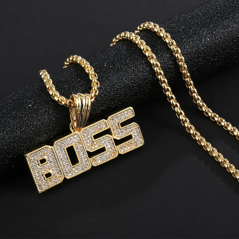 Новое ожерелье с надписью &quotBoss&quot золотое для мужчин и женщин модное ювелирное в