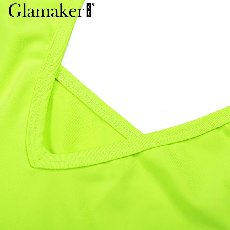 Glamaker длинное платье с глубоким v-образным вырезом и флуорессом женское облегающее винтажное макси черное платье летняя одежда без рукавов Клубная элегантная пикантная одежда