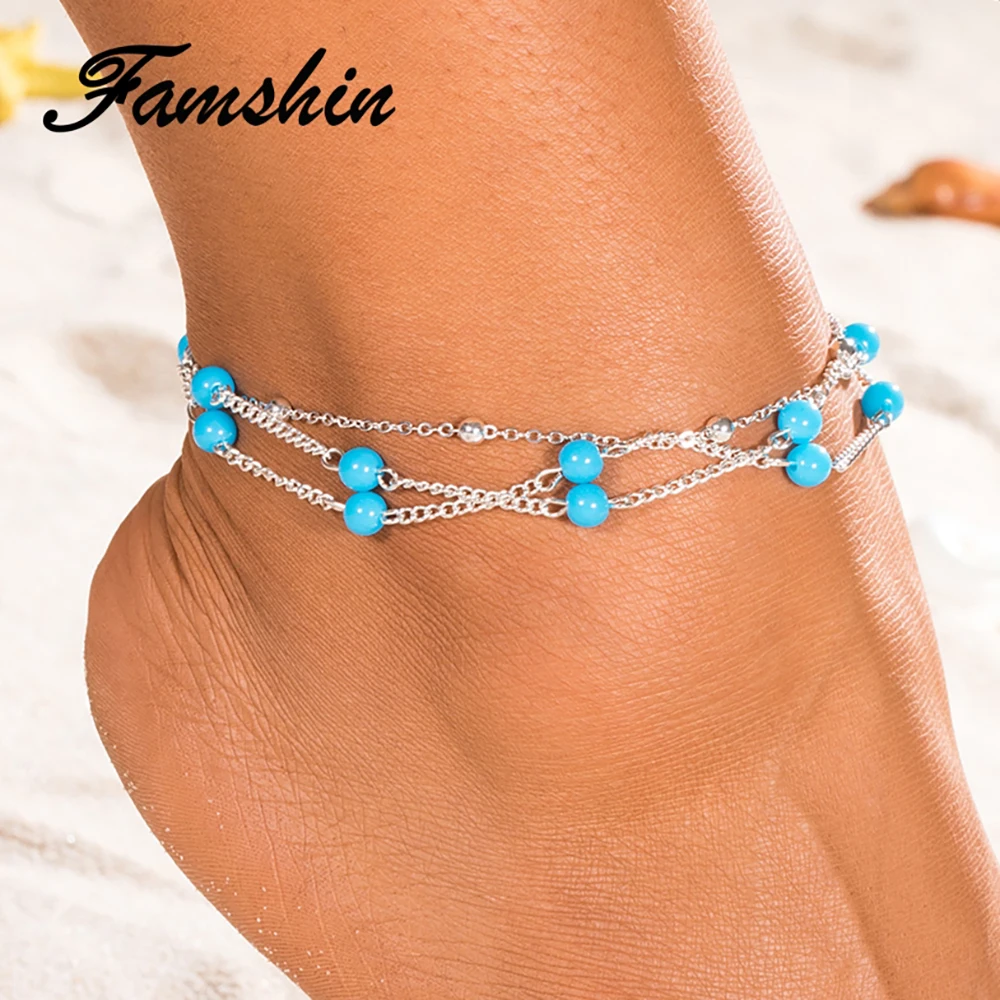 FAMSHIN летние пляжные браслеты на ногу для женщин богемный браслет лодыжке Cheville