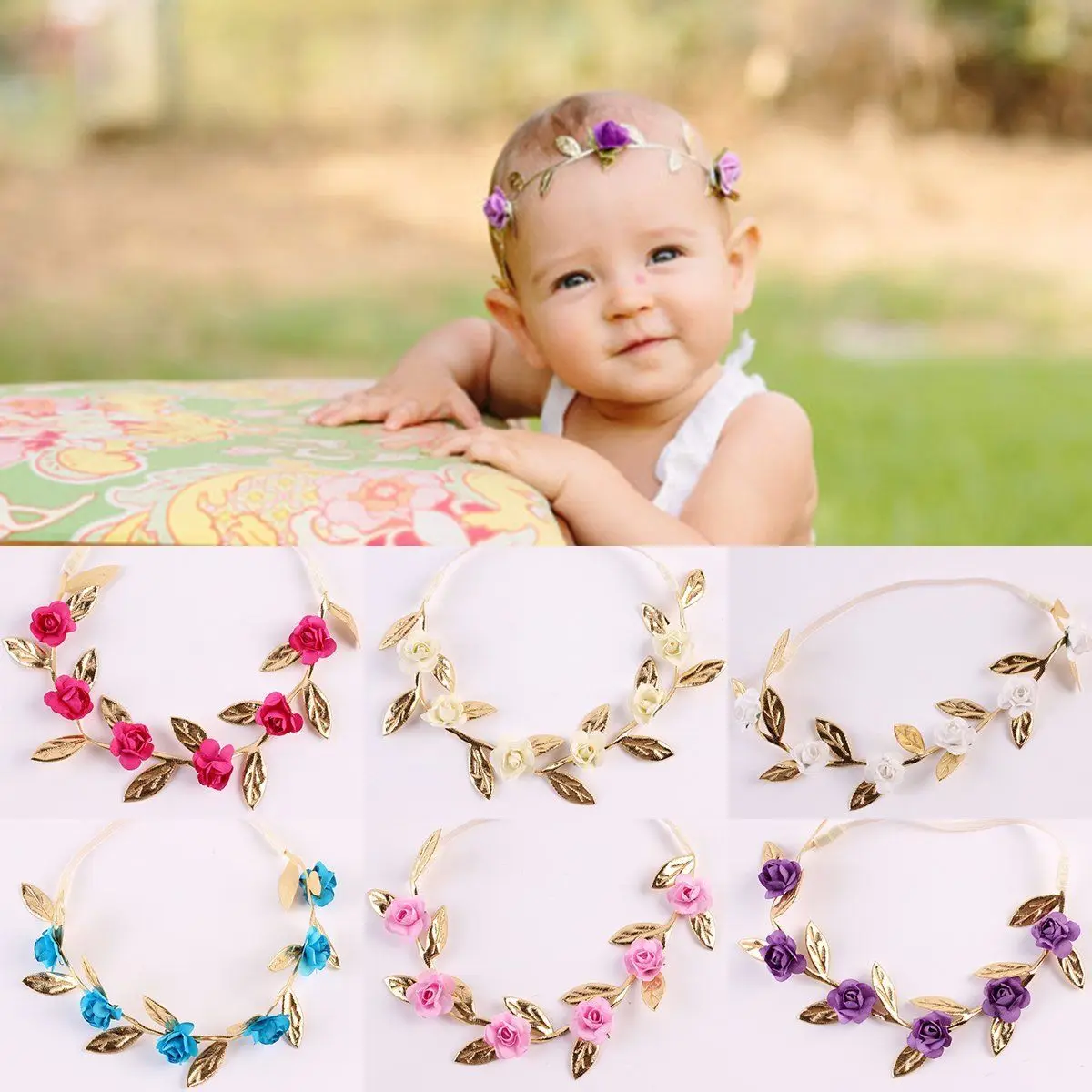 Детская повязка на голову для девочек с цветами розы малышей аксессуары