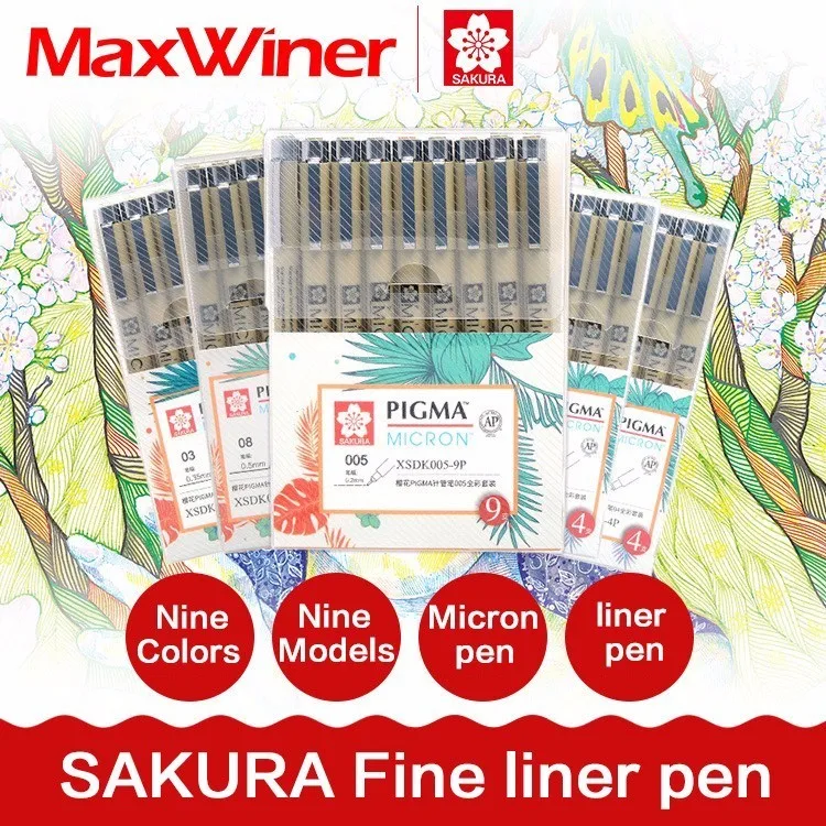 

Цветные скетч-маркеры Sakura 0,2 мм-1 мм, перо с микроновыми маркерами, набор ручек с тонкой подкладкой Pigma для рисования манги, архитектурные жен...
