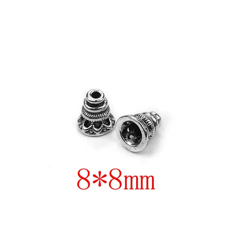 8mm 10 шт. античные Позолоченные посеребренные колпачки для ожерелья с выгравированными конусными бусинами колпачки для самостоятельного изготовления ювелирных изделий Аксессуары - Цвет: 8mm