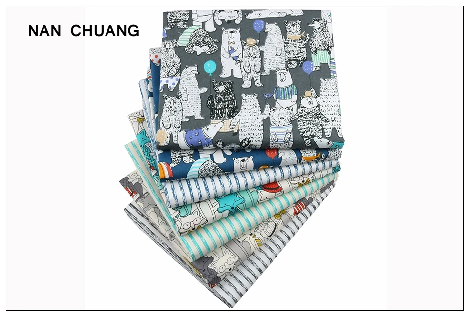 Nanchuang, 7 шт./лот, хлопчатобумажная ткань с мультяшным принтом, саржа, Лоскутная Ткань для шитья, ручная работа, Детские материалы, 20x25 см