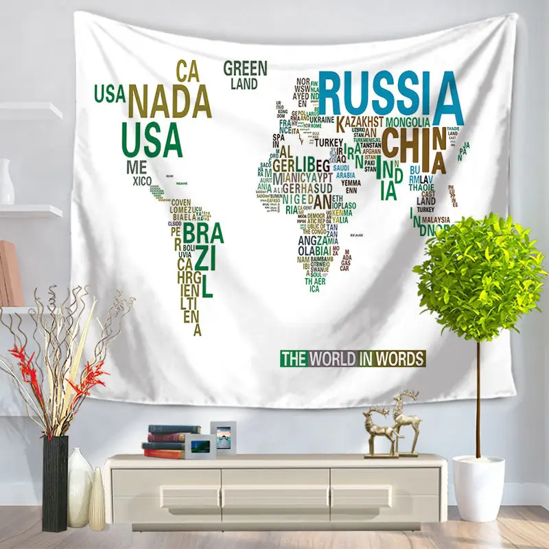 Новое поступление настенный Декор для дома гобелен зеленая карта мира полиэстер