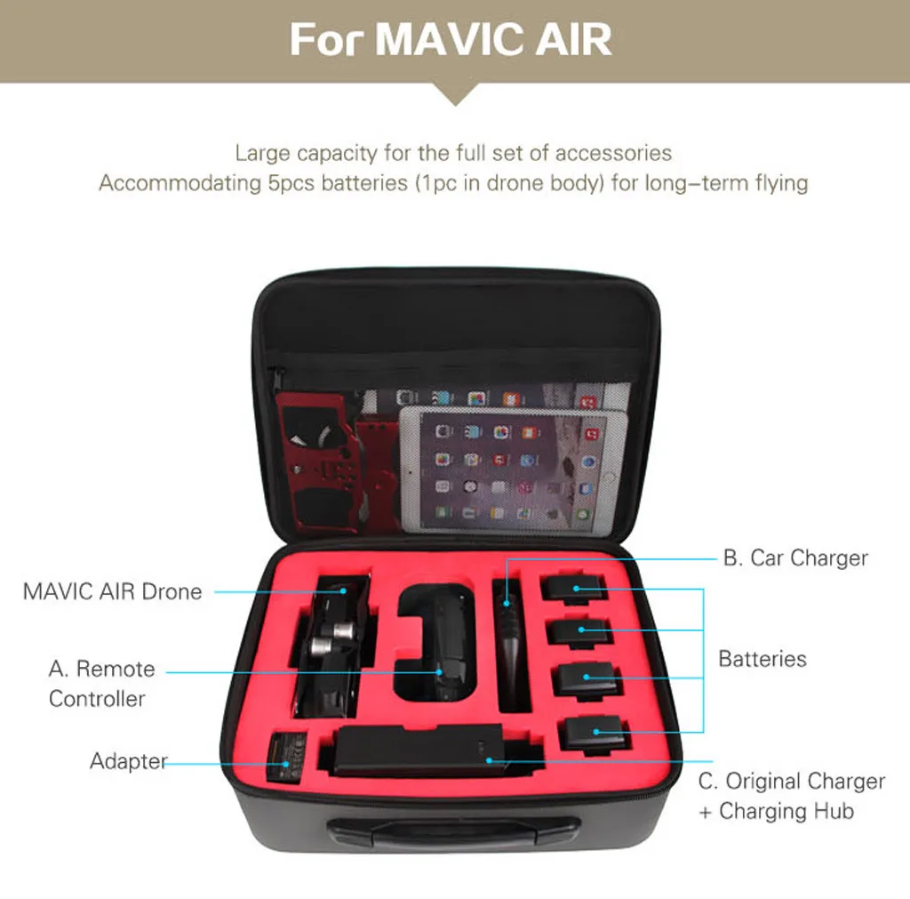 HIPERDEAL водонепроницаемый сумка защитный чехол коробка с ремешком для DJI MAVIC 2/PRO/AIR/Spark Pu+ EVA Жесткий Высокое качество# M