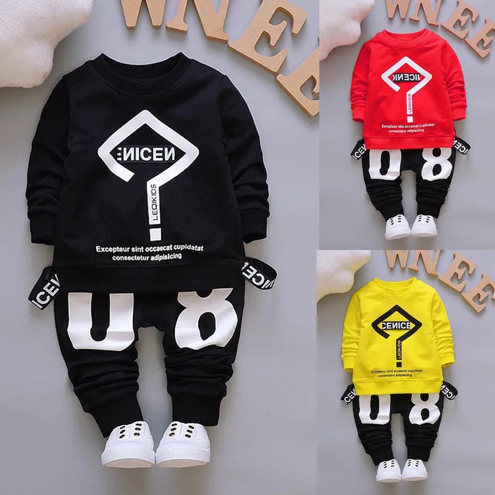 Toddler Baby Kid Boy Girl Outfits Letter baby boy christmas outfit Printing T-shirt Tops+Pants Clothes Set JAN10 | Детская одежда и