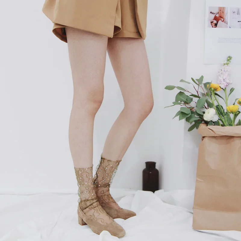 5 пар/лот женские сексуальные тонкие носки весна-лето из тюля прозрачные | Женская