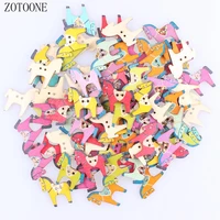 zotoone 100pcslot random mixed color 2 holes wooden horse buttons scrapbooking decorative buttons apparel sewing for children c