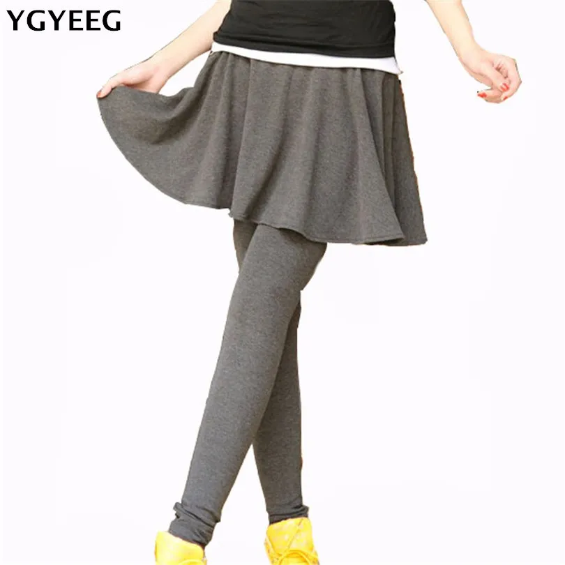 

YGYEEG Keep Warm Autumn Winter Fittness Leggings Women Skirt Legging Casual Skinny Leggins Skirt Pants Black Gray Warm Leggings