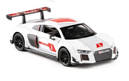 Белый 1:30 литая под давлением Металлическая Модель автомобиля игрушки AUDI R8 LMS спортивный автомобиль Реплика звуковые огни детские подарки - Цвет: Белый