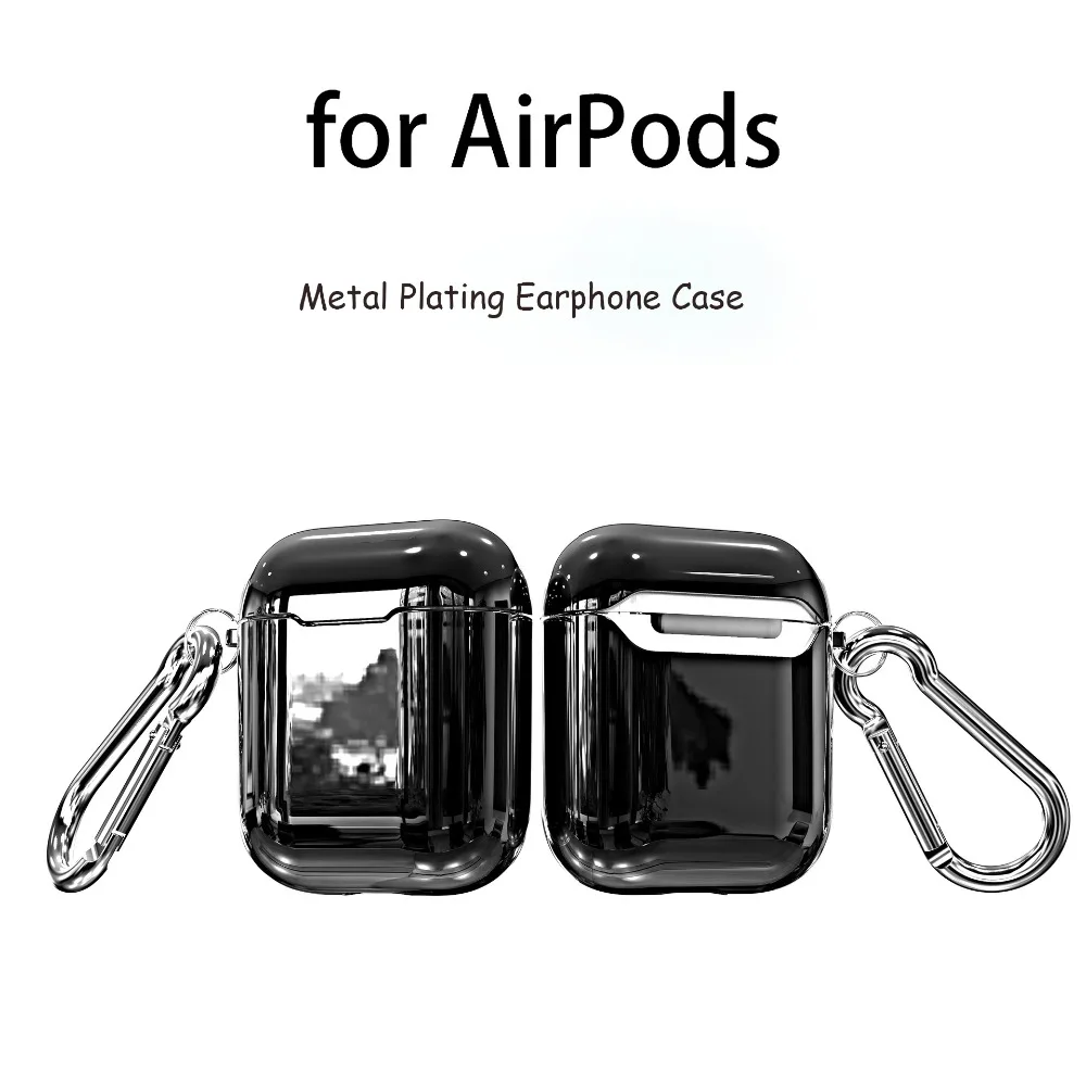Чехол с металлическим покрытием для Apple AirPods, Bluetooth, беспроводной чехол для наушников, чехол для Air Pods, блестящий чехол из ТПУ для зарядки гарнитуры, чехол