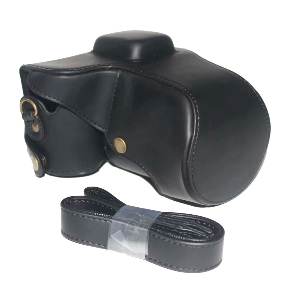 Black PU кожаный чехол для камеры чехол для samsung NX300 NX-300 с ремешком для камеры черный кофе коричневый - Цвет: Black
