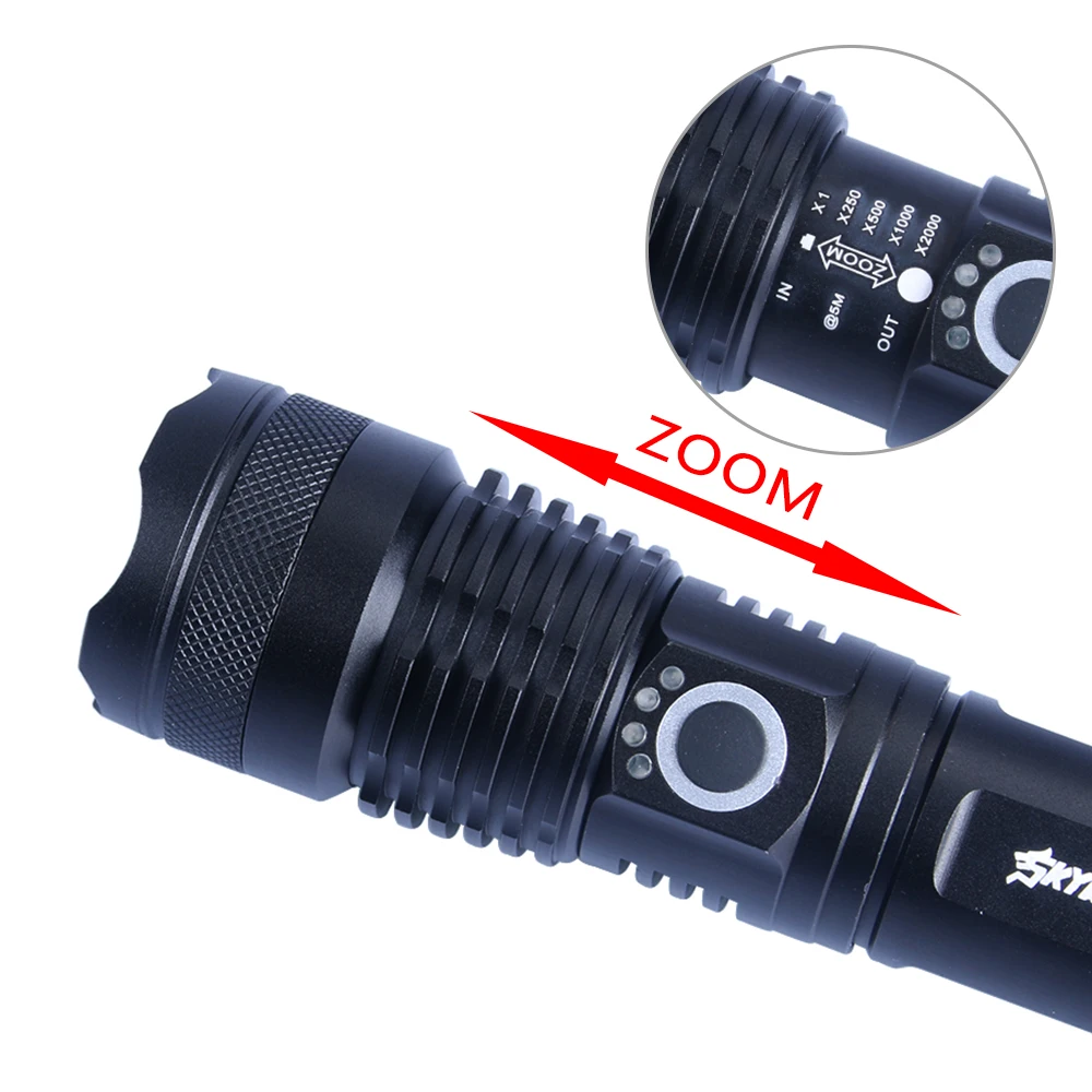Масштабируемый светодиодный фонарик xhp50 usb зарядка использование 26650 18650 батарея