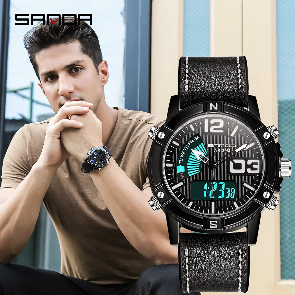 Relogio Masculino Sanda новинка 2019 водонепроницаемые электронные мужские часы