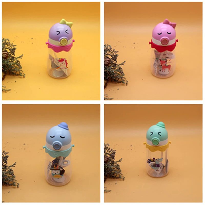 Kids Water Bottle with Straw Unicorn Owl Children's Plastic Strap Drinking Bottles Leakproof Travel Essential Sippy BPA Free | Дом и сад
