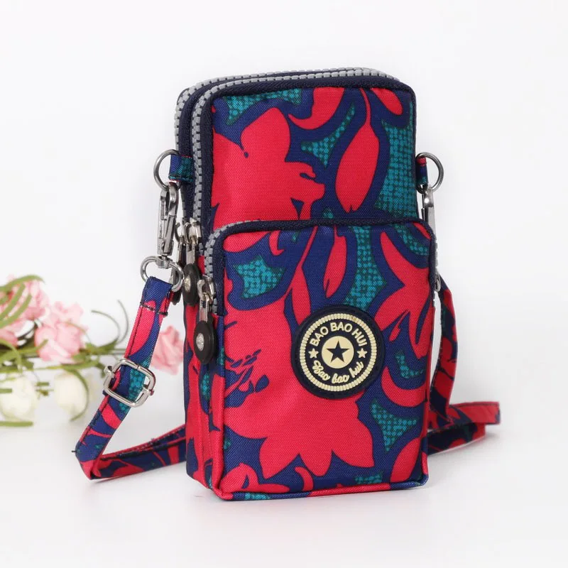 Red flower Универсальная сумка через плечо для мобильного телефона, кошелек для женщин, iphone, huawei, карманная сумка, для спорта на открытом воздухе, на руку, на плечо, чехол для телефона, чехлы, сумки - Цвет: Red flower