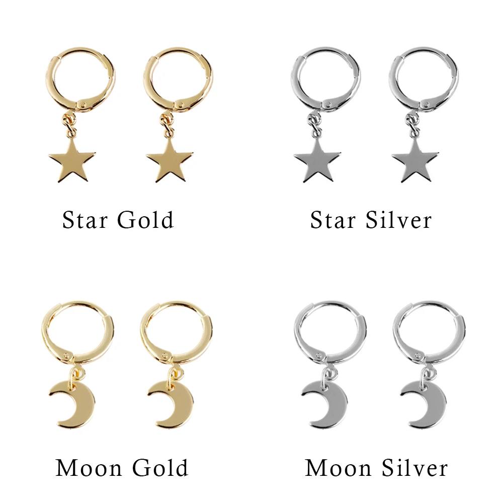 Женские серьги кольца в виде звёзд 1 пара|Серьги-кольца| |