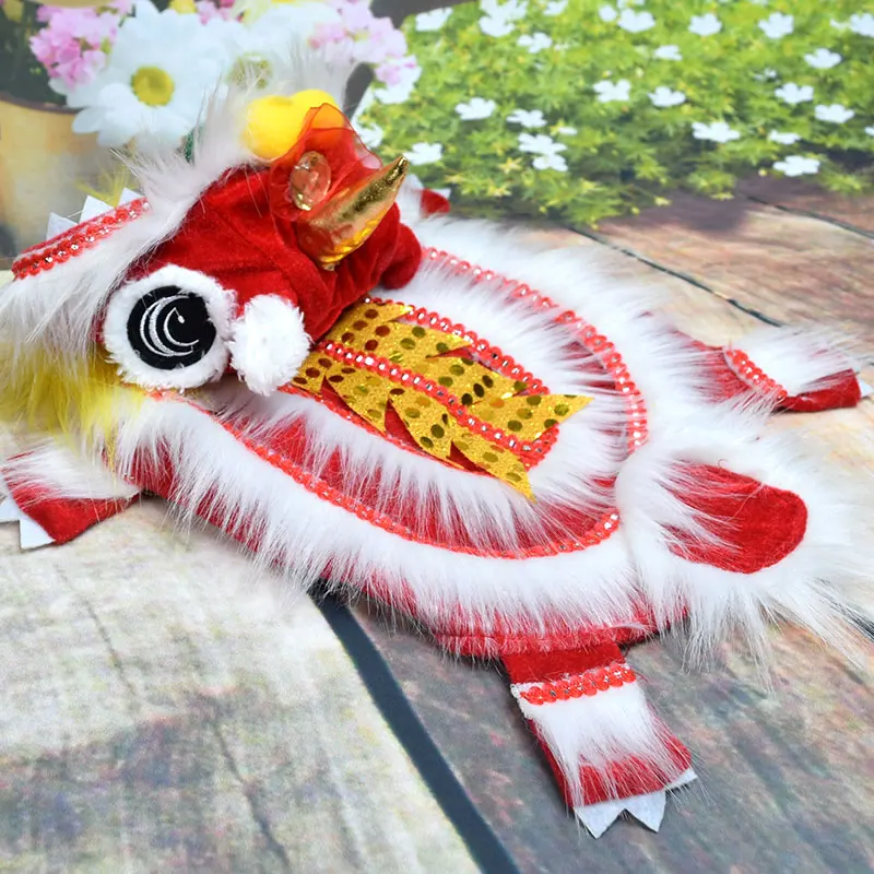 New Year's pet Chinese costume dragon dance lion dog clothes lion dance red funny festive lucky cat clothes makeover