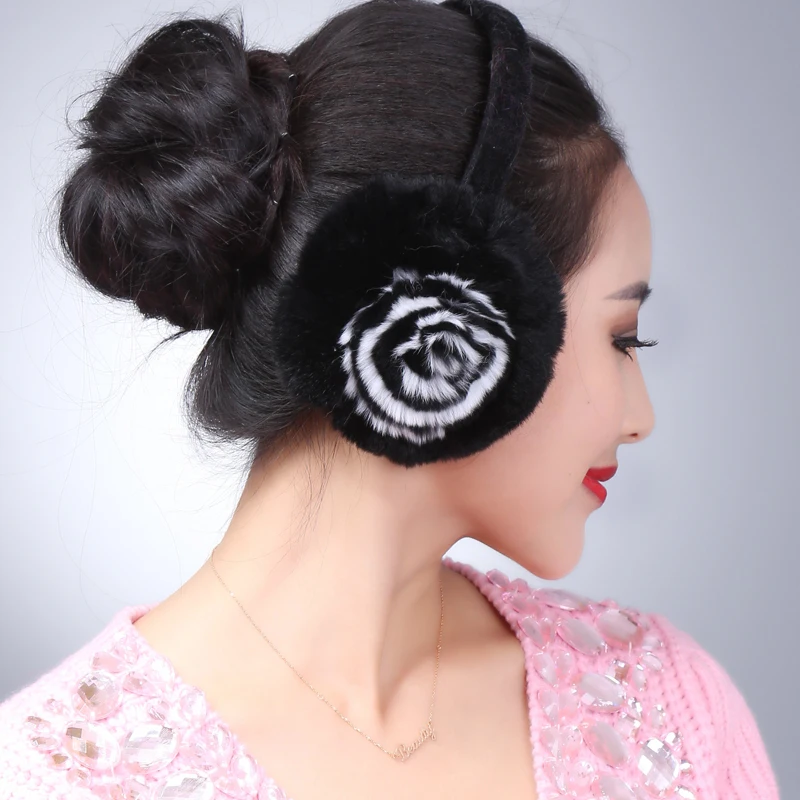 Женские зимние теплые наушники LIYAFUR натуральный мех кролика рекс|winter earmuff|fur