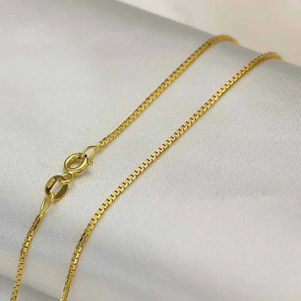 Новая чистая 18 k цепочка из желтого золота 1 5 мм Женская боковая Ссылка Ожерелье 45