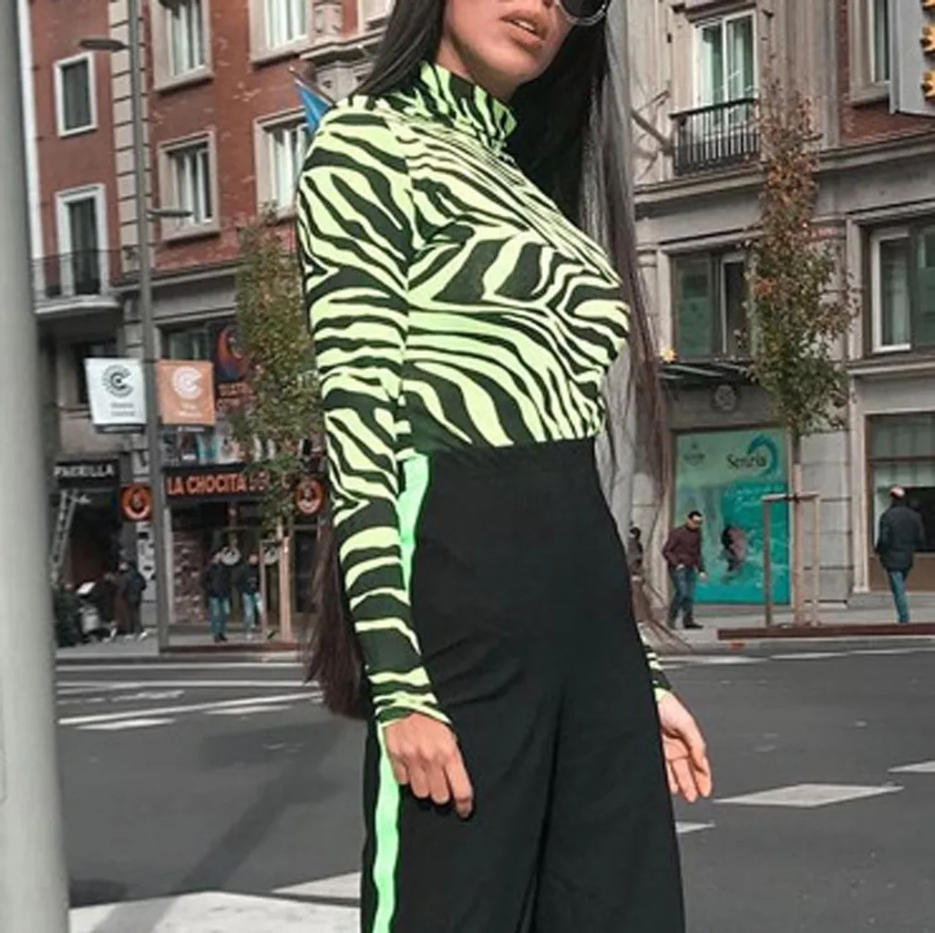 WomailFashion женский сексуальный леопардовый принт стоячий воротник с длинными