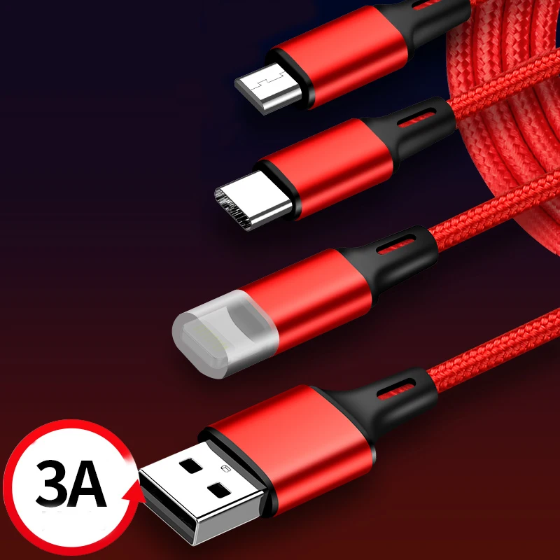 3 в 1 Micro usb type C кабель для зарядного устройства Мульти Usb порт несколько Usb кабель для зарядки Usbc кабели для мобильных телефонов для samsung