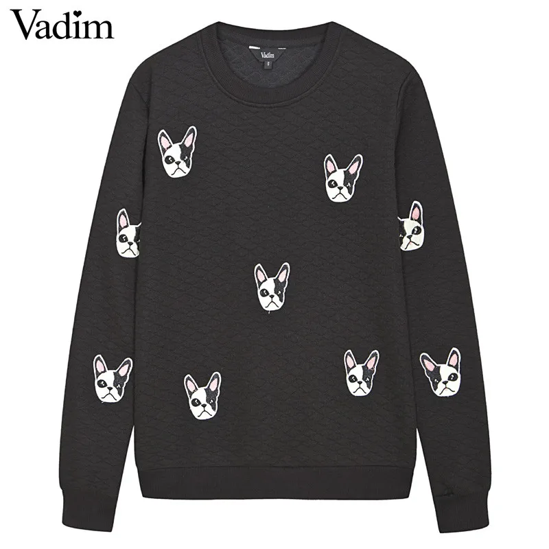 Женский свитер с длинным рукавом SW787 милый осенний рисунком собаки Повседневная
