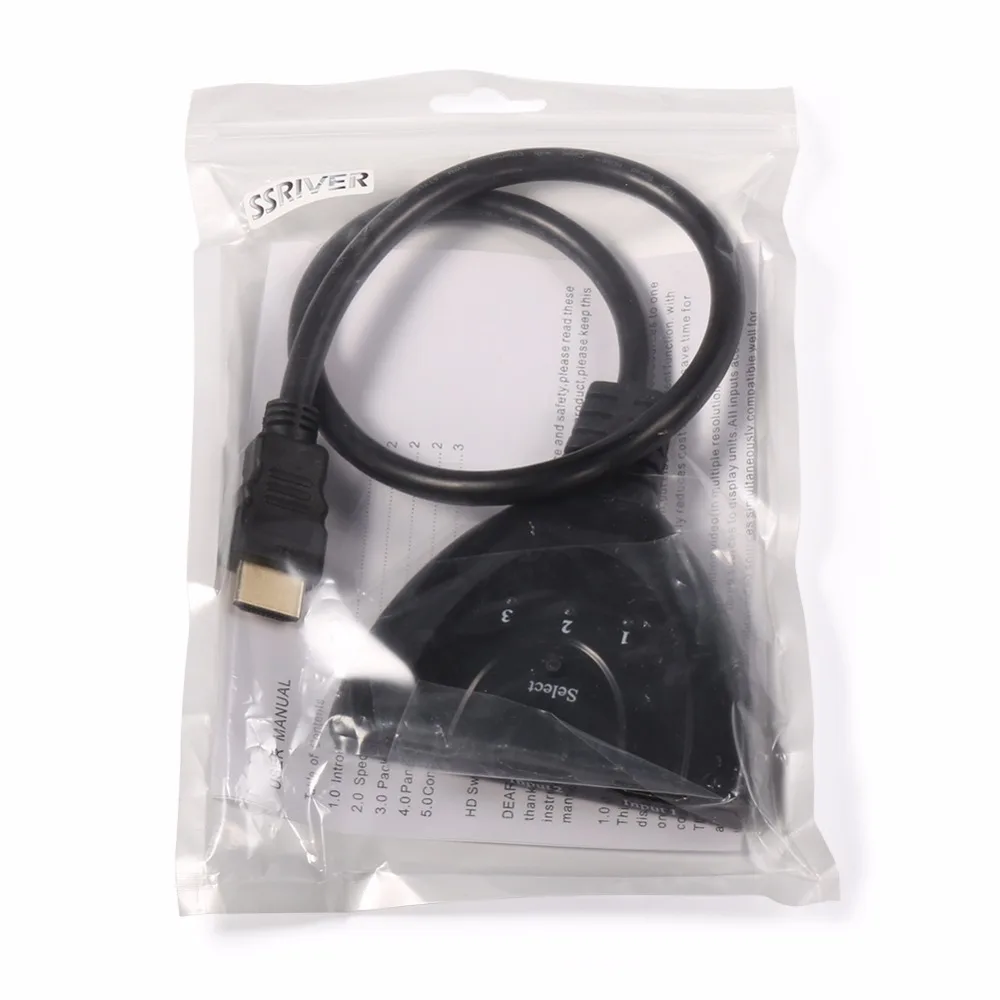 SSRIVER 4K*2K 3D Mini 3 Port HDMI Switch 1.4b 4K Switcher Splitter 1080P in 1 out Hub for DVD HDTV Xbox PS3 PS4 | Электроника