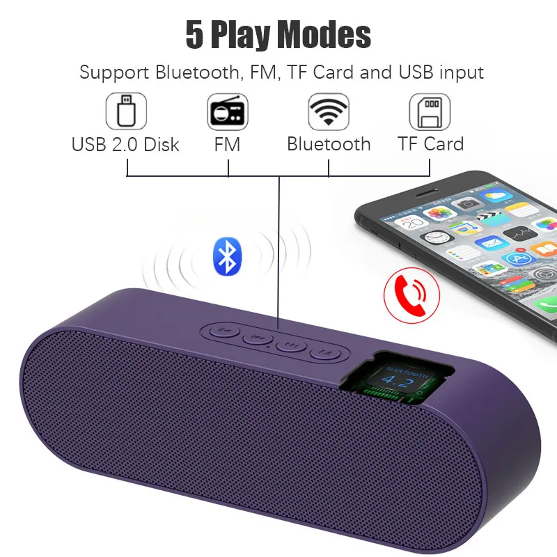 Портативный Bluetooth динамик с двойным драйвером громкий 12 часов Playtime TF 2200 мАч HD