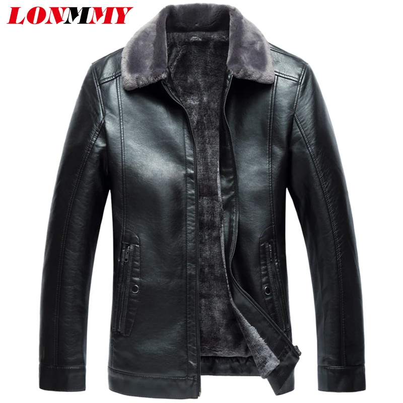 LONMMY 6XL 7XL 8XL кожаная куртка мужская кашемировая Подкладка Толстые теплые мужские