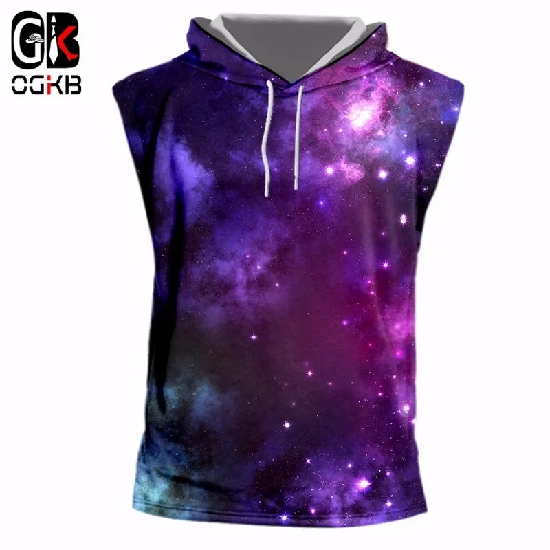 OGKB летняя Классная майка с фиолетовым принтом Галактики космоса 3D капюшоном
