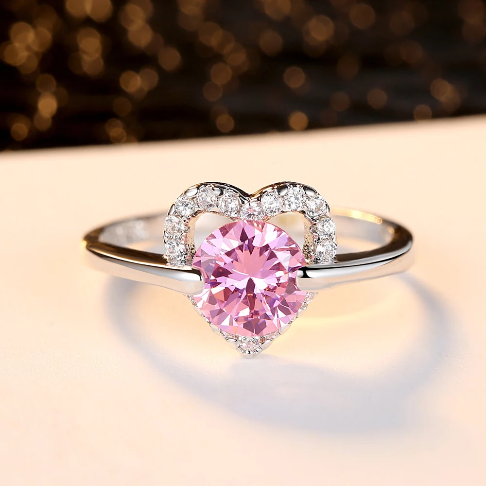 Серебряное кольцо модное ювелирное изделие серебряное для женщин Розовый