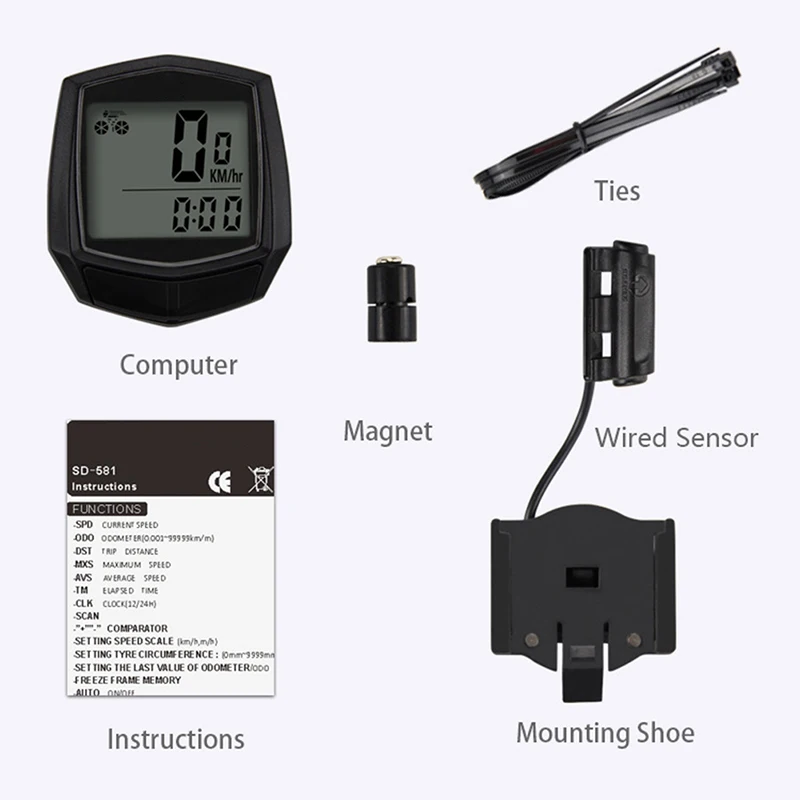 Bicycle Wired Stopwatch Small ABS Waterproof Handlebar Mount bryton Outdoor Bike computer Riding Cycling Accessories Pro | Спорт и