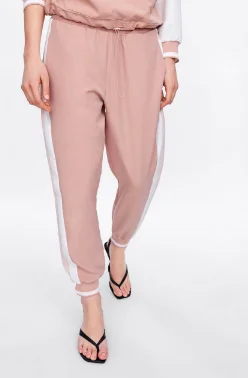 Pants Obrix трендовый спортивный стиль набор для женщин розовая куртка ветровка пуловер на молнии длинный рукав эластичный пояс брюки - Цвет: Pants