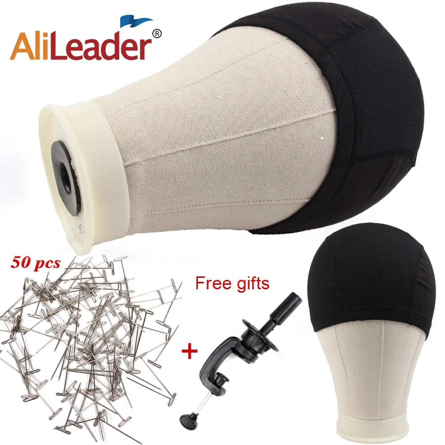

Alileader Cheap Canvas Mannequin Head For Wigs Head With Stand 2pieces Black Dome Caps For Wig Making 21" 22 "23" 24" 25"
