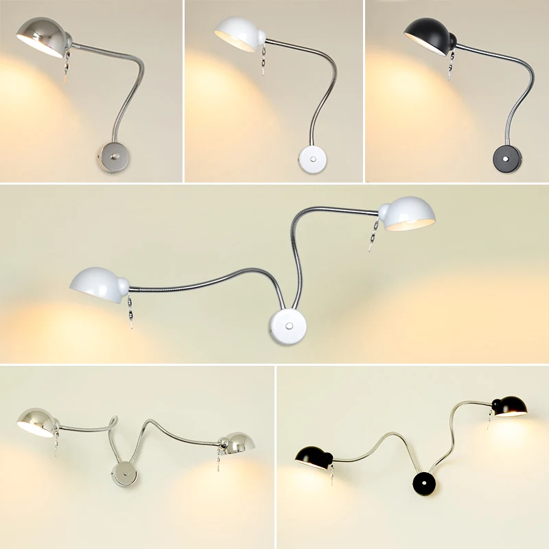 

Modern LED Hose Wall lamp flexible 1W 3W 5W bathroom mirror light silver Bedside Reading study sconces led luminaire lamps