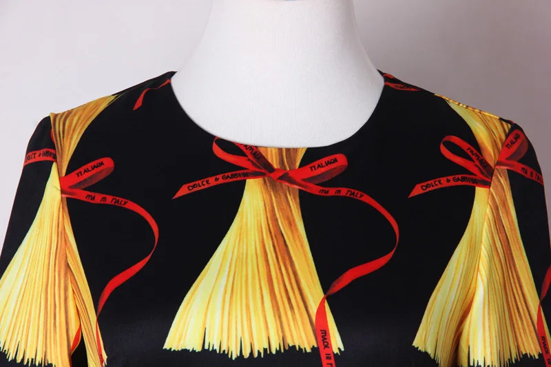 Мидж Фэйри Миланский подиум O-образный воротник Платье-тело на длинных рукавах для женщин Италия Noodies Print Бренд Те же стильные платья плюс размеры Вестидос.