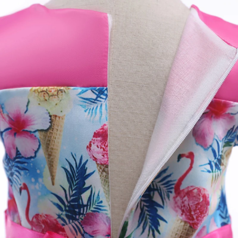 Новинка 2018 платья для девочек с цветами платье принцессы фламинго цветочным