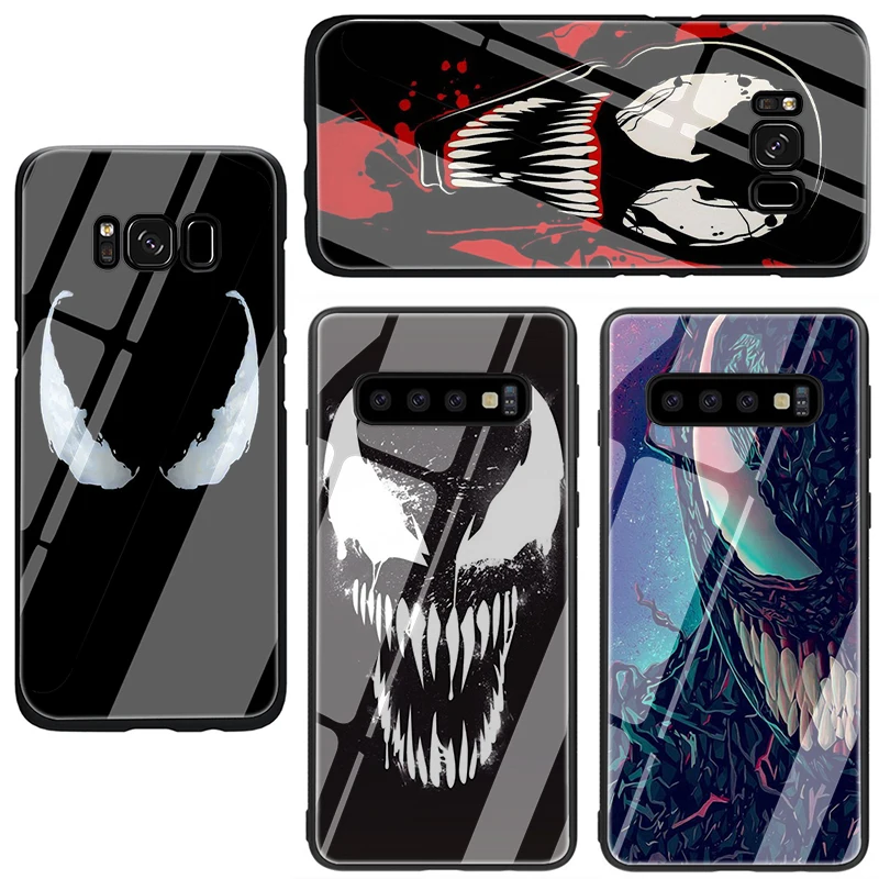 Venom закаленное Стекло мягкий чехол для телефона для samsung Galaxy S7 край S8 S9 S10 Note 8, 9, 10, плюс A10 A20 A30 A40 A50 A60 A70