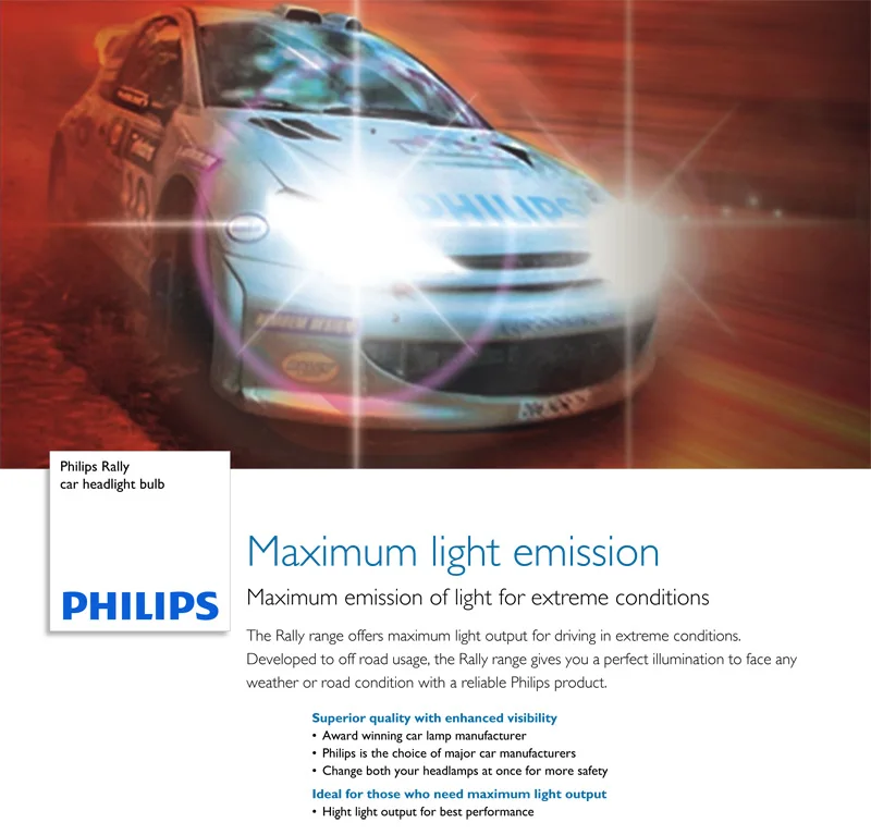 Philips H1 H3 H4 9005 9006 12V Rally Vision автомобильный головной светильник автомобильная лампа противотуманный светильник внедорожный светильник
