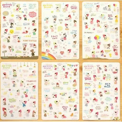 Set-14 XRHYY 1 упаковка из 6 шт. милый дневник мультфильм шаблон украшения Скрапбукинг наклейки прозрачный ПВХ канцелярские планировщик наклейки - Цвет: Set-14