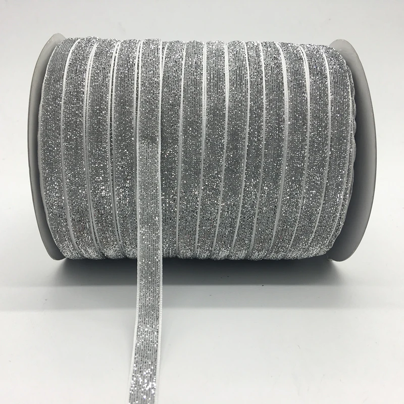 5 ярдов/партия Серебряная лента с блестками 3/8 дюйма 10 мм|silver ribbon|wedding bows decorationribbon