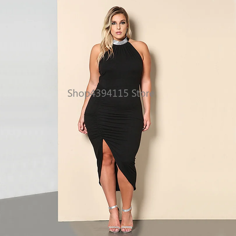 Prered платье макси размера плюс летнее женское без рукавов с блестками лямкой