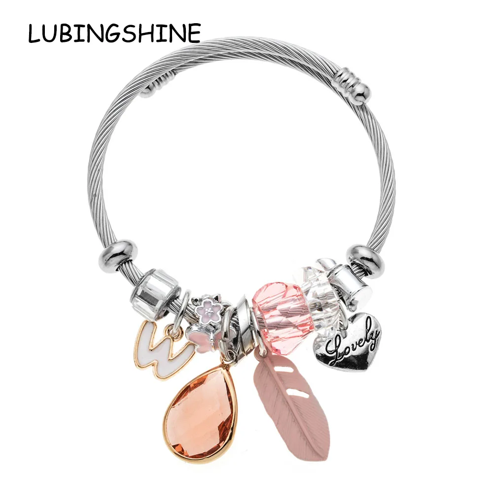 LUBINGSHINE бриллианты и браслеты из проволоки цепочка нержавеющей стали хрустальные